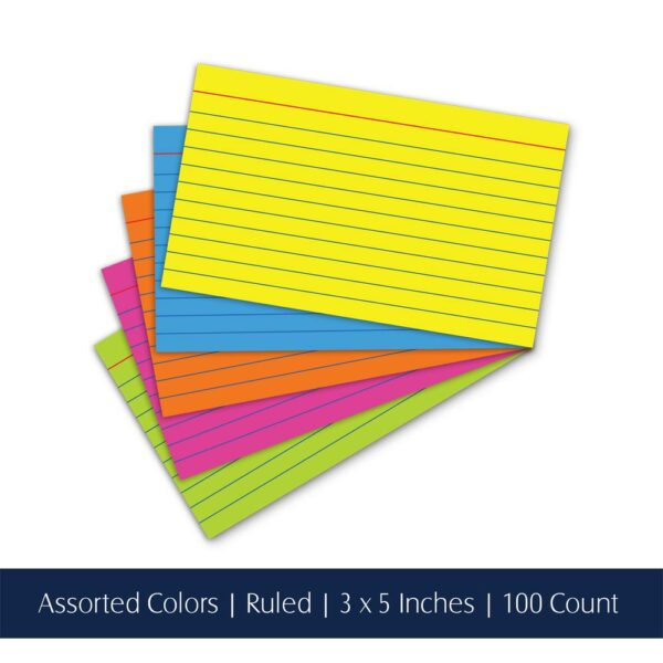 Assorted Colored Index Cards 3" x 5" Ruled 03516 - Image 2