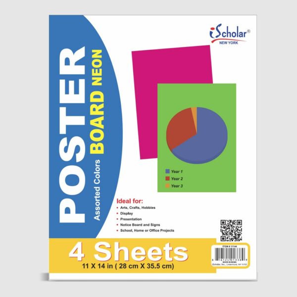 Fluorescent Poster Board 11" x 14" 4 Count 11144