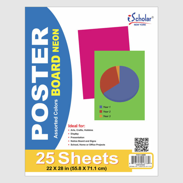 Fluorescent Poster Board 22" x 28" 25 Count 22291