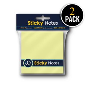 2 Pack iQ Sticky Notes 200 Sheets, 3" x 3" 33200