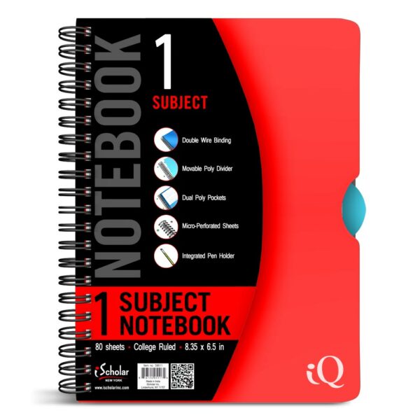 iQ 1 Subject Poly Notebook 8.35" x 6" Double Wire 58611