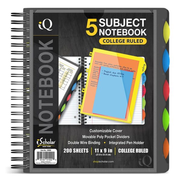 iQ 5 Subject Poly Notebook 11" x 9" Double Wire 59906 - Image 7