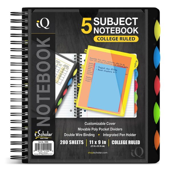 iQ 5 Subject Poly Notebook 11" x 9" Double Wire 59906 - Image 3