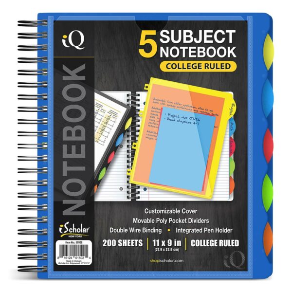 iQ 5 Subject Poly Notebook 11" x 9" Double Wire 59906 - Image 4