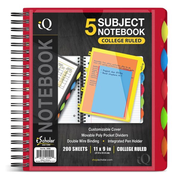 iQ 5 Subject Poly Notebook 11" x 9" Double Wire 59906