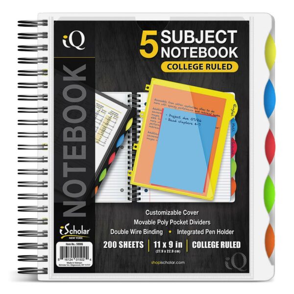 iQ 5 Subject Poly Notebook 11" x 9" Double Wire 59906 - Image 6