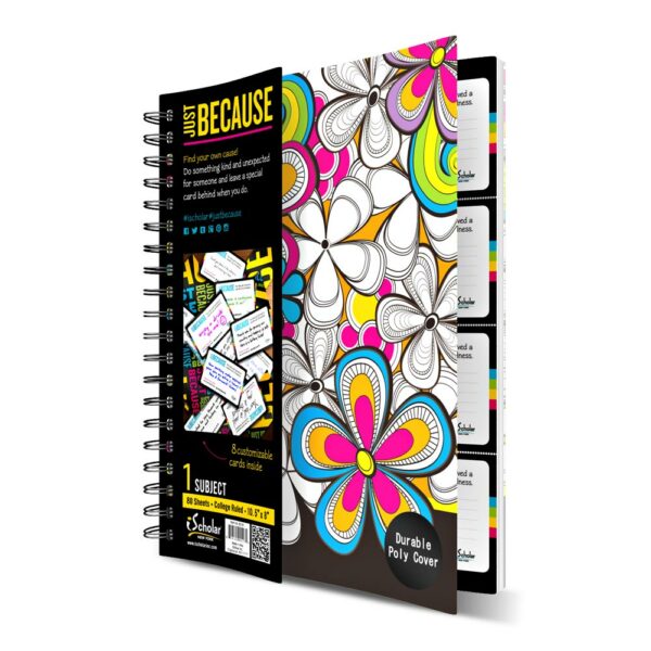 Just Because 1 Subject Fashion Printed Poly Notebook 10.5" x 8" Double Wire 62101 - Image 2