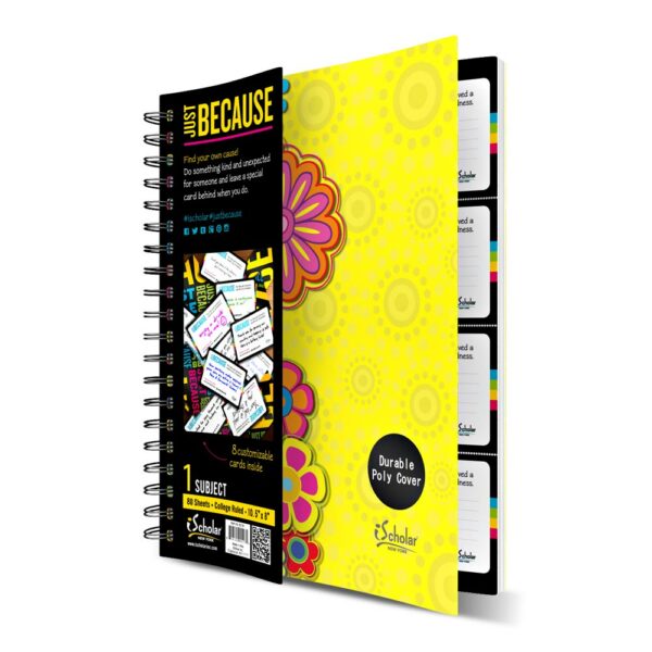 Just Because 1 Subject Fashion Printed Poly Notebook 10.5" x 8" Double Wire 62101 - Image 5