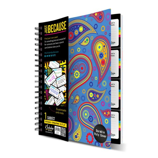 Just Because 1 Subject Fashion Printed Poly Notebook 10.5" x 8" Double Wire 62101 - Image 6