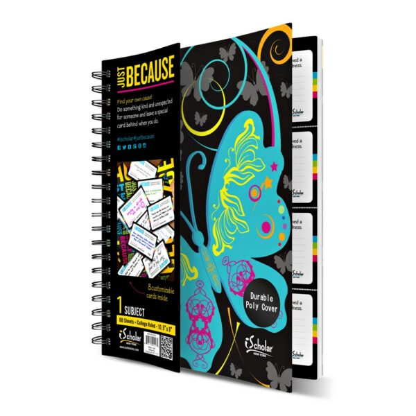 Just Because 1 Subject Fashion Printed Poly Notebook 10.5" x 8" Double Wire 62101